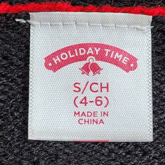 Holiday Time Feliz Navidad Christmas Sweater S/CH 4-6 Black Knit With Festive Sa - Picture 5 of 11